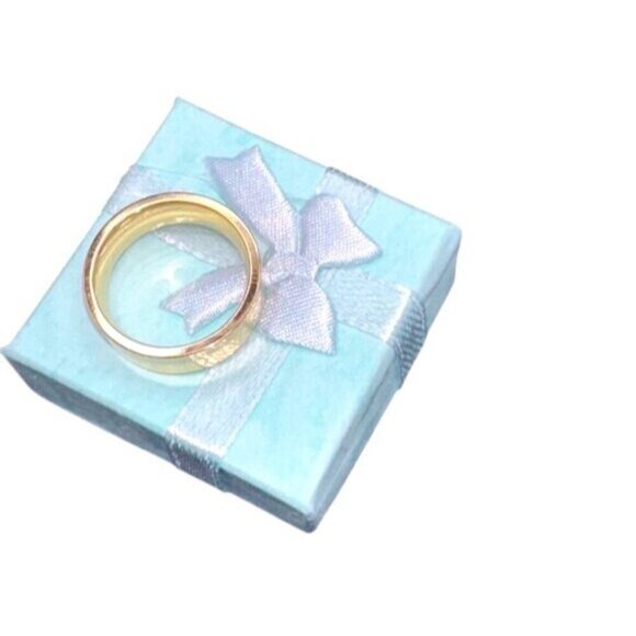 Unisex Gold Tone Band Ring Wedding Fashion - Picture 3 of 4